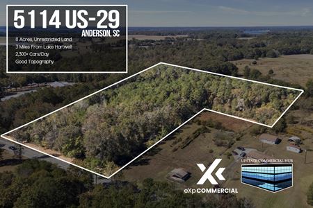 VacantLand space for Sale at 8 Acres Land- HWY 29- Near Lake Hartwell- No Zoning in Anderson