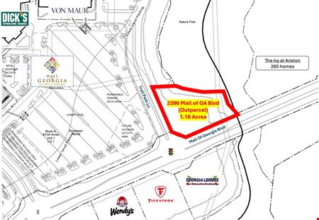 Land space for Rent at Mall of Georgia Outparcel in Buford
