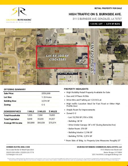 High Visibility Retail Property in Gonzales LA