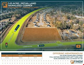 3.01 Acre | Retail Land | Signalized Corner