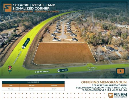 VacantLand space for Sale at 3.01 Acre | Retail Land | Signalized Corner in Thomson