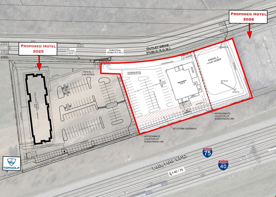 Retail/Restaurant Land Available Near Knoxville's Topgolf!
