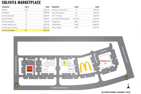 Retail space for Rent at Solivita Marketplace in Poinciana