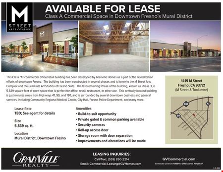 Retail space for Rent at M Street Art Complex in Fresno