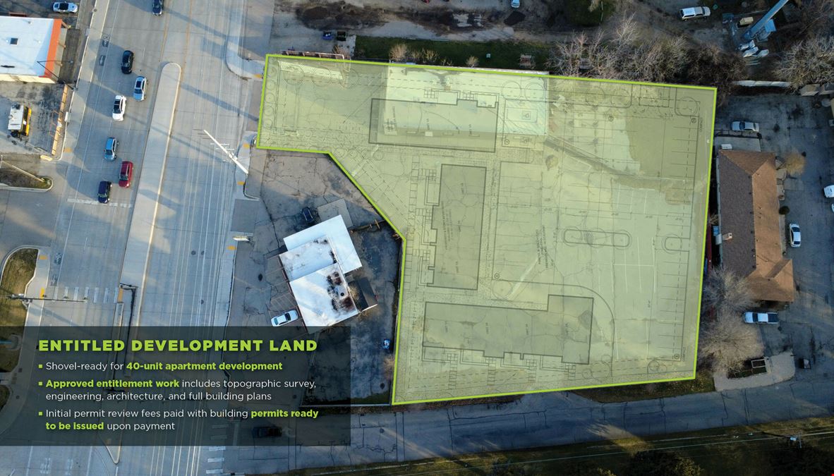 PERMIT-READY MULTIFAMILY DEVELOPMENT LAND WITH RESTAURANT BUILDING