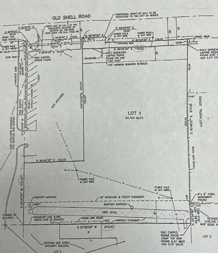 VacantLand space for Rent at +/-1.39 Acres on Old Shell Road in Mobile