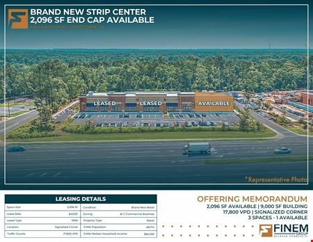 Retail space for Rent at Brand New Strip Center | 2,096 SF End Cap Available in Grovetown