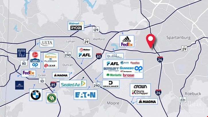 Two Industrial Warehouses Available in Spartanburg’s Established I-85 Corridor