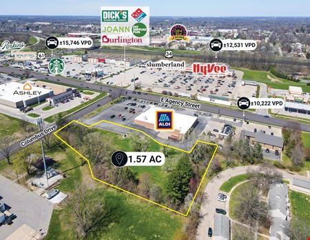 Land space for Sale at $1 Auction – Corporate Surplus | 1.57 Acre Aldi Outparcel | Hy-Vee Shadow | 10K VPD in Burlington