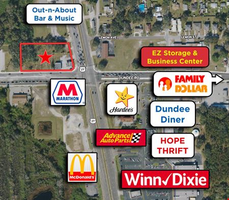 VacantLand space for Rent at 2 AC Lighted Corner on Hwy 27 in Dundee